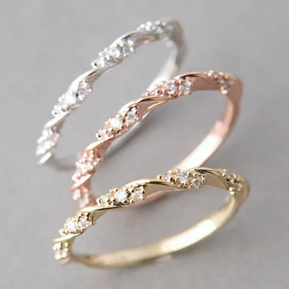Simple and Exquisite Fashion Three-color Rose Gold Gold Silver Women's Ring, Cute Princess Ring Elegant Promise Ring, The Best Choice for Girlfriend Gifts. Size US5-11