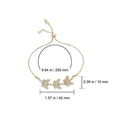 Adjustable Butterfly Rhinestone Bracelet for Women Girls