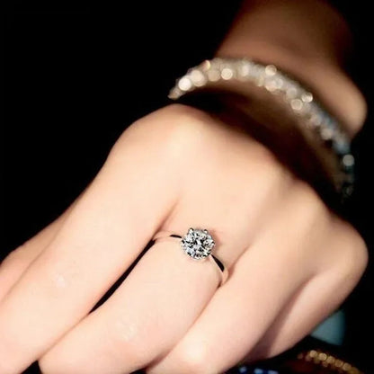 Princess Six Claw Ring Dainty Jewelry round White AAA CZ Diamond Earrings Ear Studs Wedding Gifts
