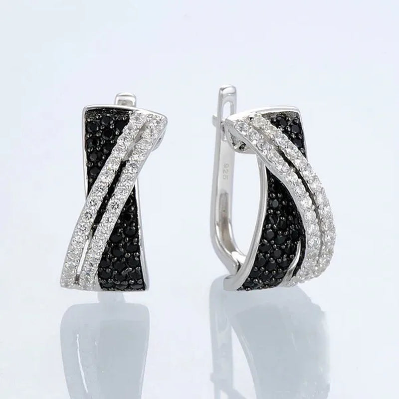 Luxury Fashion Women'S Creative Cross Earrings Infinite Diamond Earrings Black and White Diamond Earrings Infinite Cross Earrings Engagement Earrings Women'S Diamond Jewelry Birthday Anniversary Gift Jewelry