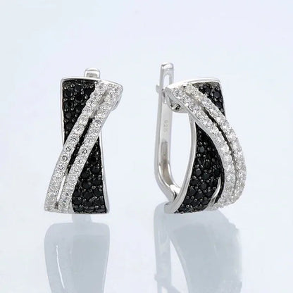 Luxury Fashion Women'S Creative Cross Earrings Infinite Diamond Earrings Black and White Diamond Earrings Infinite Cross Earrings Engagement Earrings Women'S Diamond Jewelry Birthday Anniversary Gift Jewelry