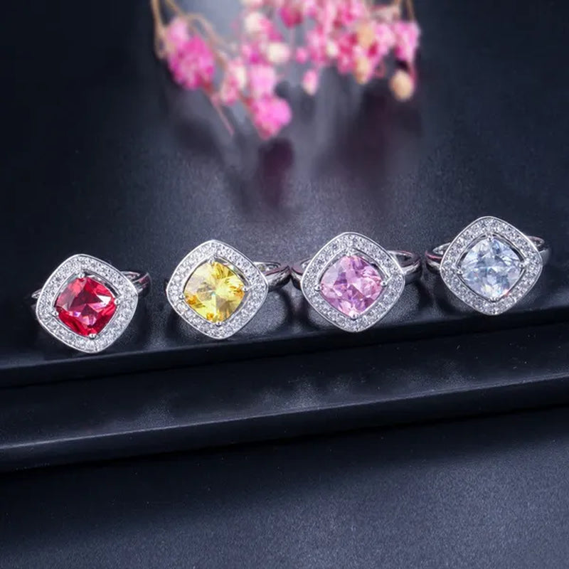 CANDICE Brand Design Luxury Wedding Jewelry Sets Sterling Silver Plated Necklace Earrings Set Inlay Big Pink Princess Crystal For Birdesmaid