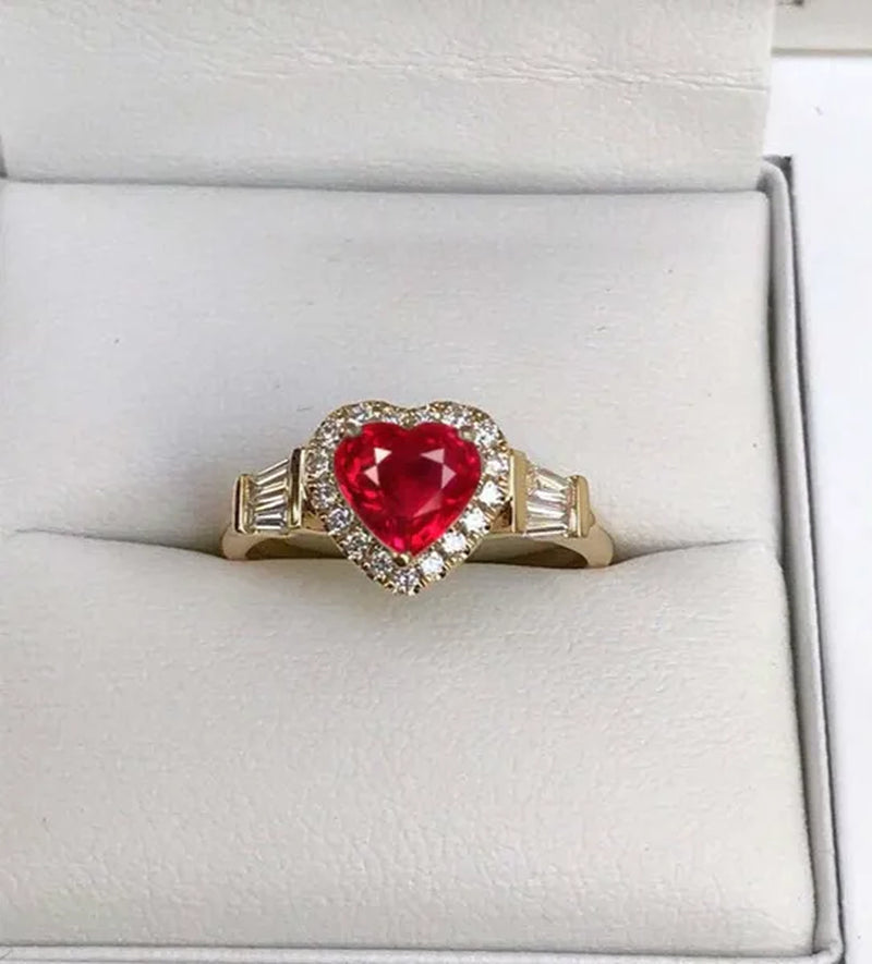 Elegant Noble Women Fashion Heart Ring Delicate Princess Proposal Engagement Ring Anniversary Banquet Birthday Gift Romantic Bridal Wedding Eternity Jewelry Ring Size 5-11
