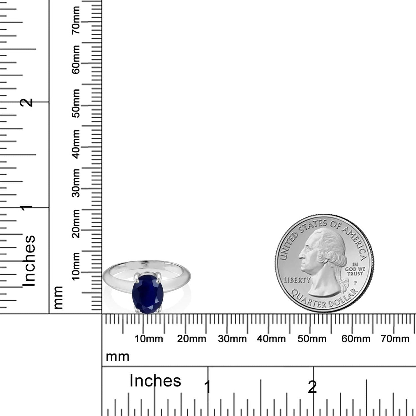 925 Sterling Silver Blue Sapphire Solitaire Engagement Ring for Women (2.50 Cttw, Oval 9X7MM, Gemstone September Birthstone, Available in Size 5, 6, 7, 8, 9)