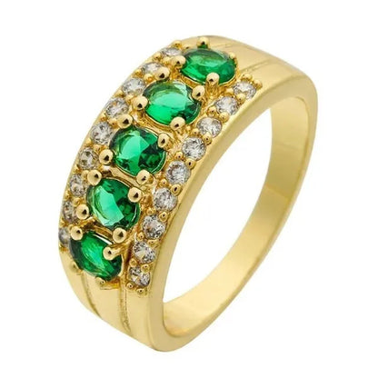 Natural 2.95CT Ruby/Emerald/Sapphire/Alexandrite/White Diamond 14K Yellow Gold Ring Size 6-11