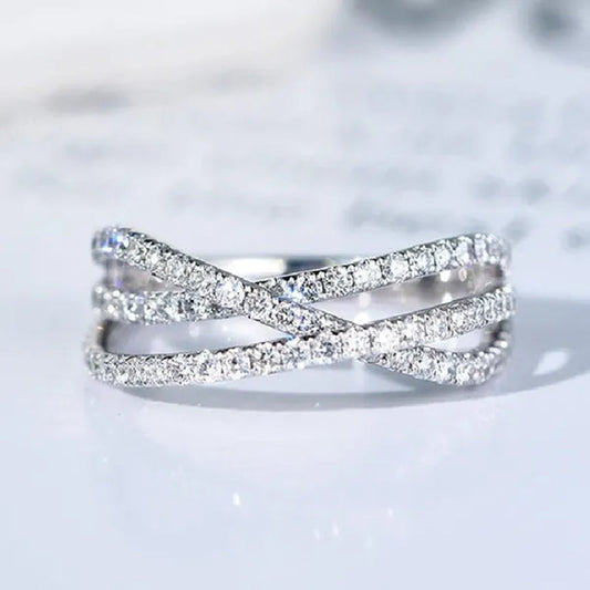 Exquisite Zircon Band Fashion 925 Silver Rings for Women Bride Proposal Engagement Party Accessories Female Wedding Promise Ring Anniversary Gift