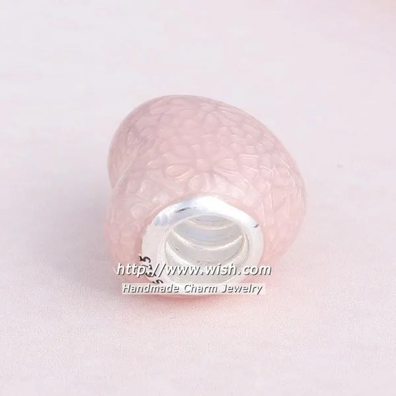 S925 Sterling Silver Fashion Jewelry Valentine'S Day Pink Enamel Love Charms Beads & Jewelry Making
