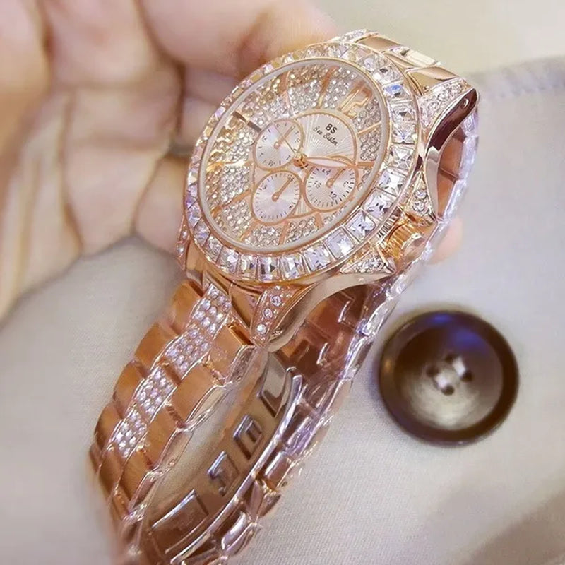 BS Bee Sister Luxury Creative Women Watches Gold Rhinestone Shining Design Bracelet Watches Ladies Women Wrist Watch Montre Femme