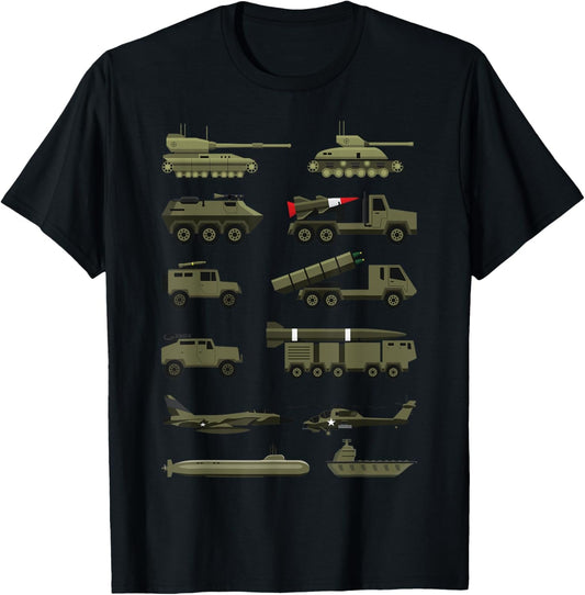 Military Vehicles, Military Boy and Girl Tank Lover T-Shirt