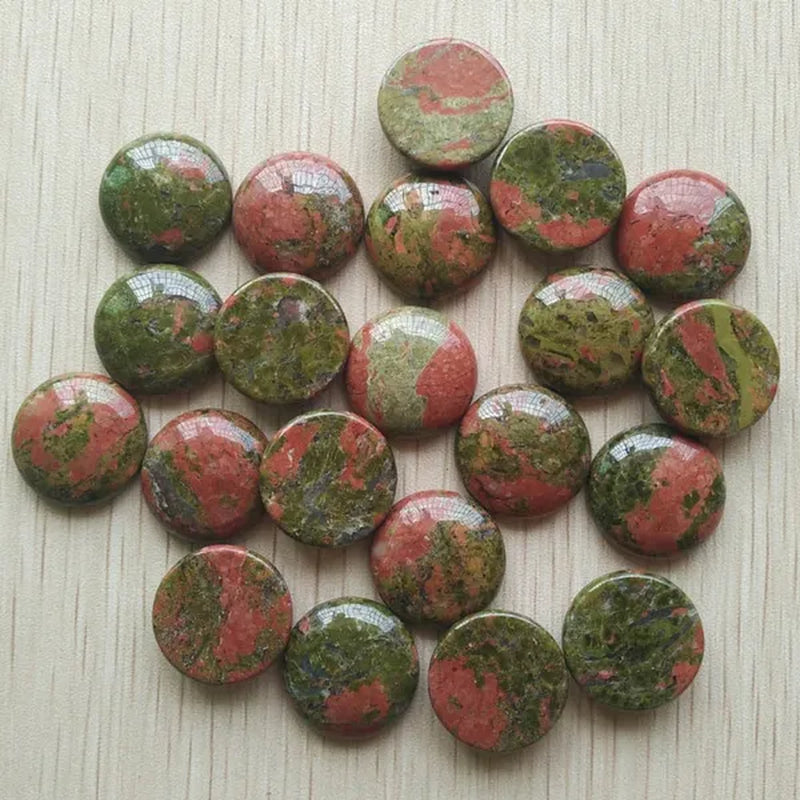 10pcs/lot 20mm Natural Gem Stone Pink Quartz Opal Malachite Tiger Eye Natural Stone Lapis Lazuli Mixed Round Cabochon 20mm DIY Jewelry Findings Accessories
