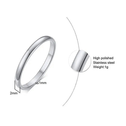 2Mm Stainless Steel Thin Ring Rose Gold Black for Women Men Minimalist Ring Jewelry Party Simple Fashion Gift Size 3 to 12
