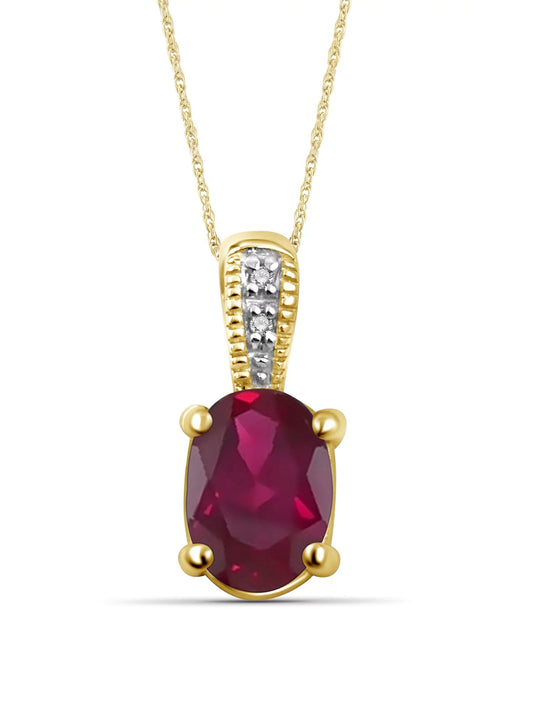 0.90 Carat T.G.W. Ruby Gemstone and White Diamond Accent Pendant