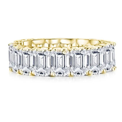 Luxury Jewelry Dainty 925 Sterling Silver White Sapphire Ring Full Eternity Diamond Wedding Band Elegant Female Bride Proposal Engagement Anniversary Party Gift Stackable Rings 4-12 Bague Femme