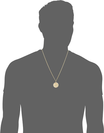 Men'S 14K Gold-Filled round Saint Christopher Compass Medal with Stainless Steel Chain (Previously Amazon Collection)