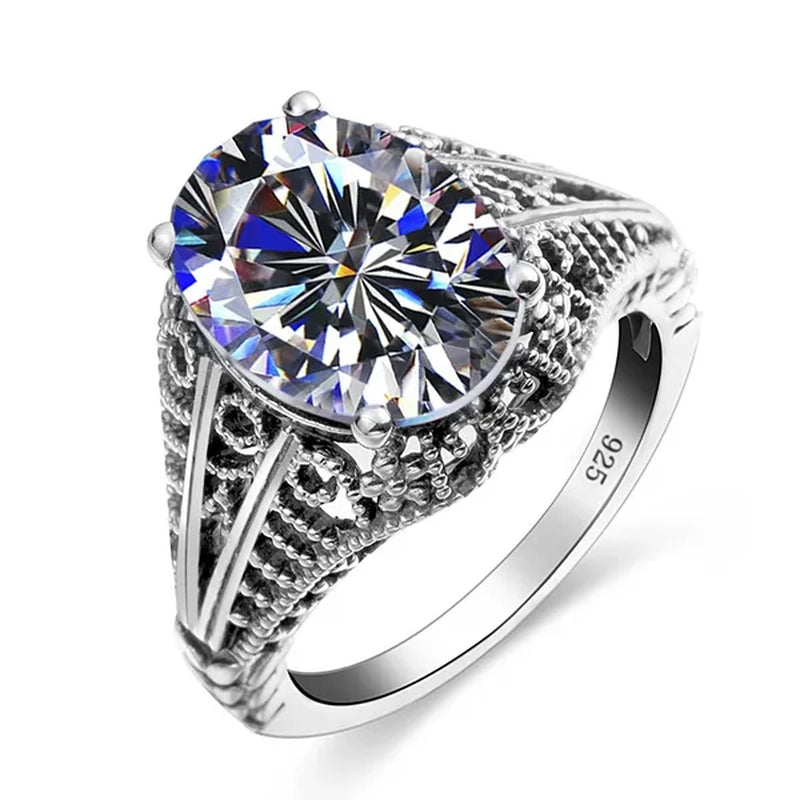 Edward Antique Semi-Precious Stone Wedding Rings for Women Solid 925 Sterling Silver Created Zircon Crystals Rings Female Anel