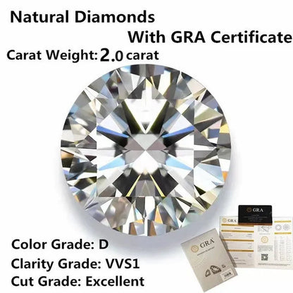 HOLYCOME Natural Diamonds DEFIJ Color Round Shape VVS1 Excellent Clarity Natual Diamonds With GRA Certificate Report and 2.0 CaratRetail Price $9999