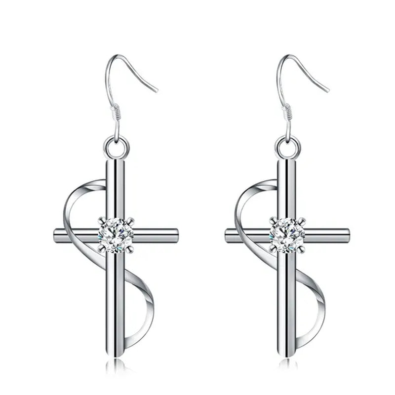 Fashion Jewelry Exquisite Women's 925 Sterling Silver Hook Cross Earrings Fashion Jewelry