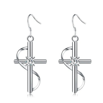 Fashion Jewelry Exquisite Women's 925 Sterling Silver Hook Cross Earrings Fashion Jewelry