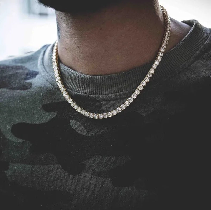Necklace for Women Gorgeous Men's Gold Tennis Chain Icy Diamonds Hip Hop Choker Chain Necklace Bling Jewelry 18-30 Inches