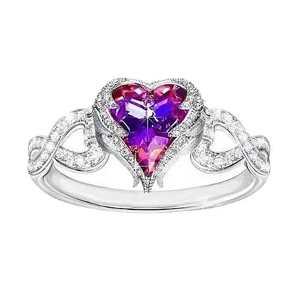 Luxury Exquisite Ring Fashion Jewelry Ladies Angel Wings Women's Ring Simple and Versatile Creative Ocean Heart Crystal Ring Female Sapphire Diamond Ring Wedding Bridal Engagement Ring Anniversary Party Christmas Gift Ring Ladies Jewelry Size US5-11