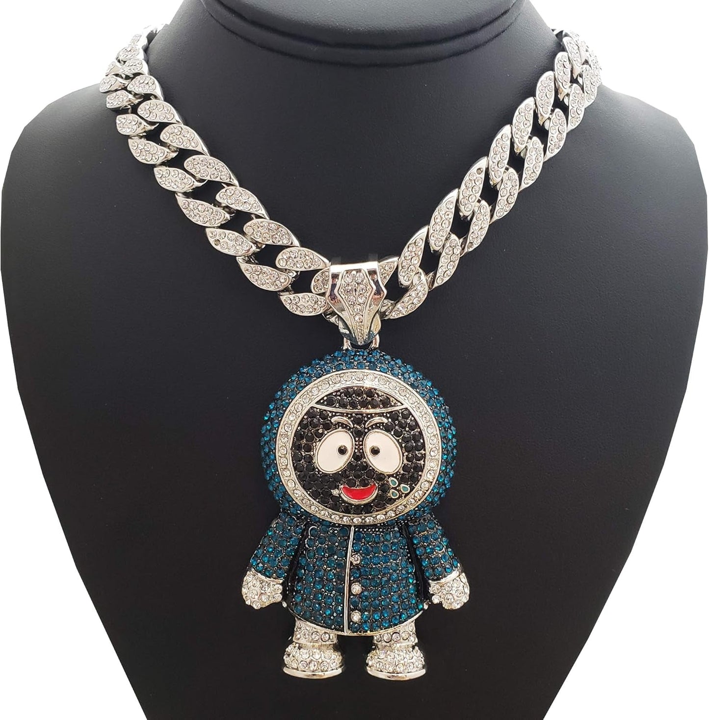 Hip Hop Iced Large BRICK SQUAD ESKIMO Pendant & 18" 1 ROW Tennis Choker Chain Necklace