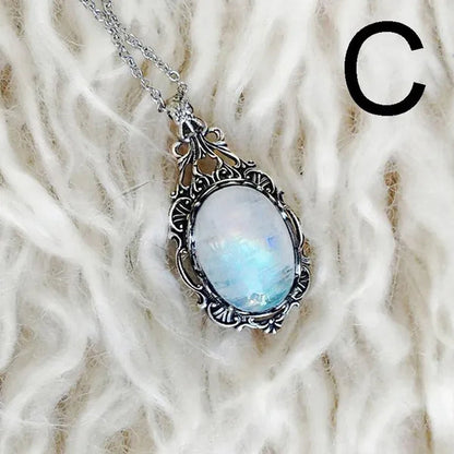 Moon Shape Moonstone Pendant Necklace For Women Female Fashion Jewelry Gifts For Girl