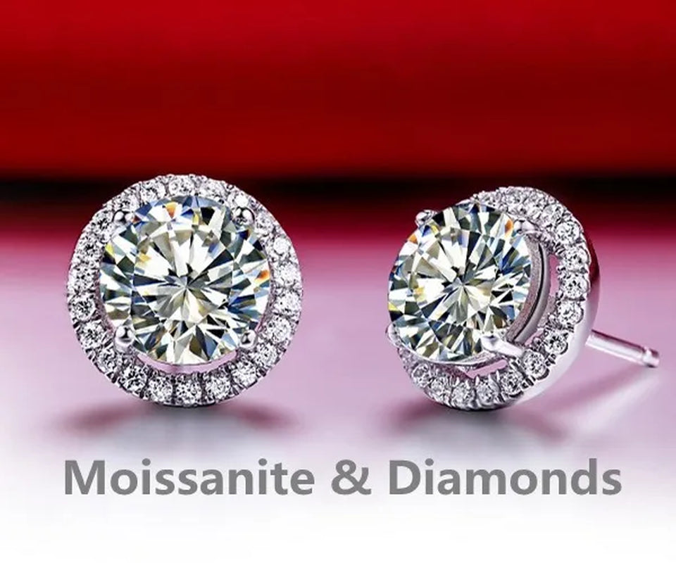 Brilliant Round Cut Halo Solitaire Moissanite & Simulated Diamond Solitaire Stud  Back Earrings  Engagement & Wedding Jewelry Ear Studs Bridal Gift Diamond Stud Earrings  Stud Earrings Stud Earrings for Women Jewelry