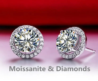 Brilliant round Cut Halo Solitaire Moissanite & Simulated Diamond Solitaire Stud Back Earrings Engagement & Wedding Jewelry Ear Studs Bridal Gift Diamond Stud Earrings Stud Earrings Stud Earrings for Women Jewelry