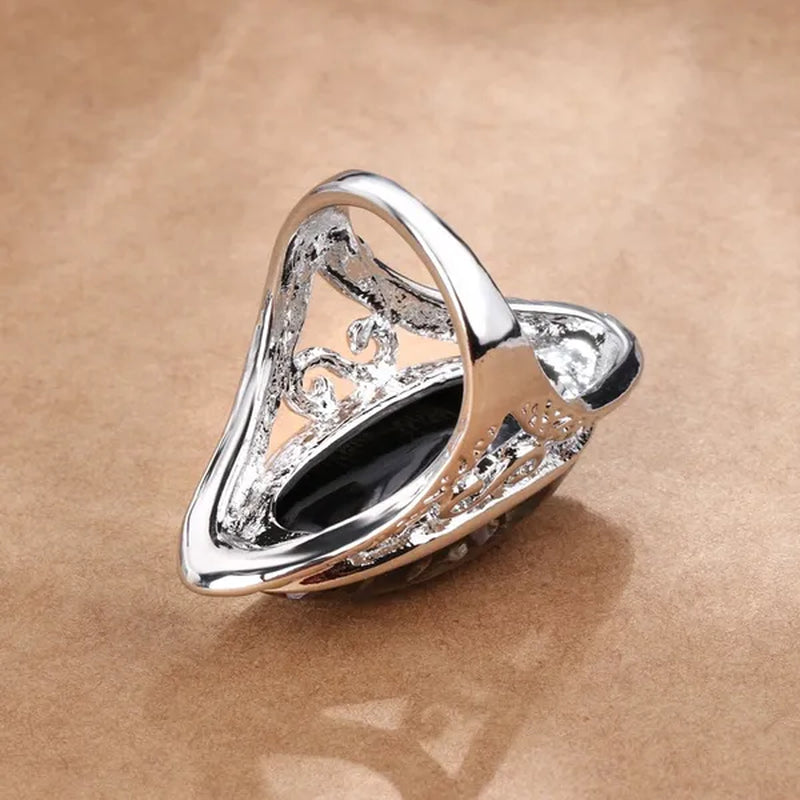 Vintage Jewelry Magic Natural Shell Silver Ring Ancient Silver Carved Big Ring Couple Antique Jewelry  Sterling Silver Bride Wedding Engagement Vintage Men Ring Gift Aneis Feminino Bijoux