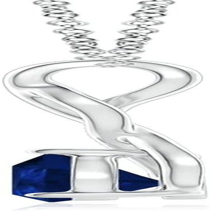 Natural 0.75 Carat Blue Sapphire Infinity Pendant Necklace for Women with Diamonds in 14K White Gold with 18 Inch Chain - September Birthstone Jewelry Gift