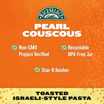 Pearl Couscous, Israeli-Style Wheat Couscous Pasta, Non-Gmo, 24.5-Ounce Jar, (Pack of 1)