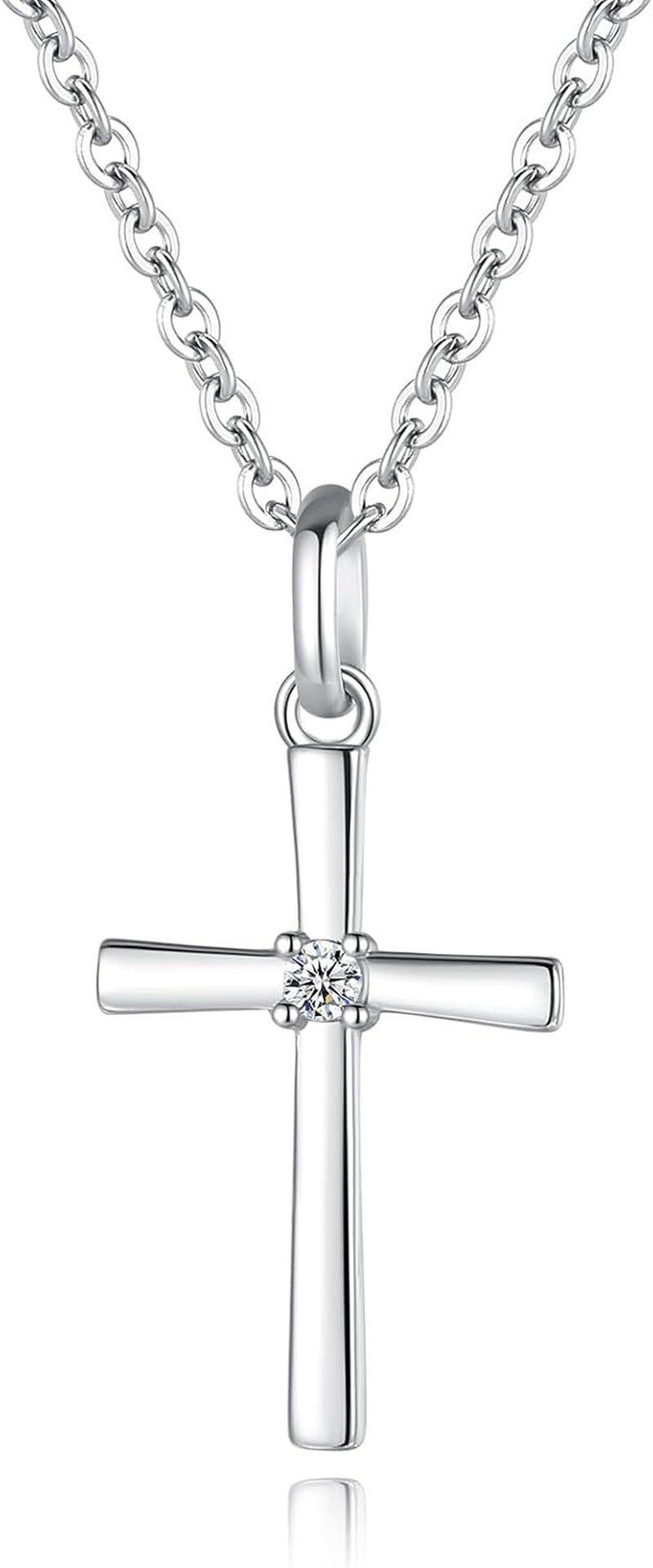 Women’S 925 Sterling Silver Cross Necklace, Small Cross Pendant Confirmation Necklace