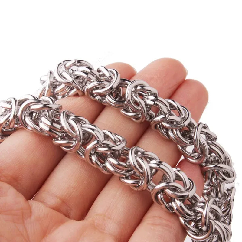 6/8/11mm Men's Jewelry Trendy Silver Stainless Steel Byzantine Chain Necklace Link Chain Necklace 16"-40" Bracelet 7"-11"