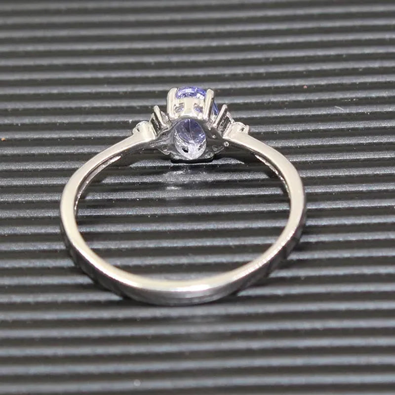 Fashion Silver Gemstone Wedding Ring 4 Mm * 6 Mm Flawless Natural Tanzanite Silver Ring Solid 925 Silver Tanzanite Ring Romantic Gift for Woman