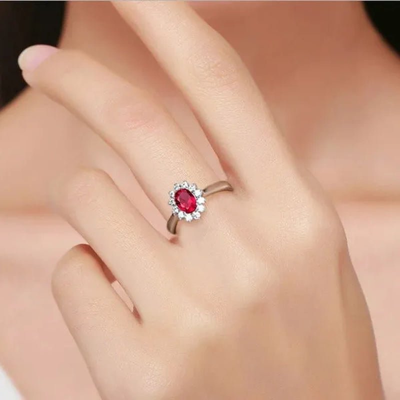 New Ruby Diana Sunflower Lady Ring Classic Living Mouth Design Women'S Ring