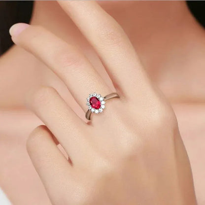 New Ruby Diana Sunflower Lady  Ring Classic Living Mouth Design Women's Ring