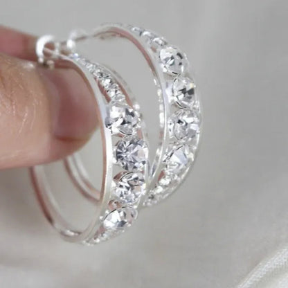 Women'S Fashion Exquisite Rhinestone Oval Drop Earrings for Women Natural Diamond Wedding Engagement Party Banquet Hoop Earring Birthday Anniversary Gift