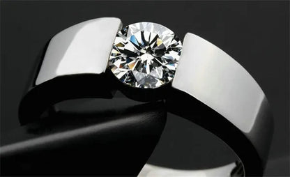 Luxury Fashion Man'S and Woman'S Diamond Wedding Ring Silver Ring Titanium Steel Ring Engagement Bijoux Jewelry