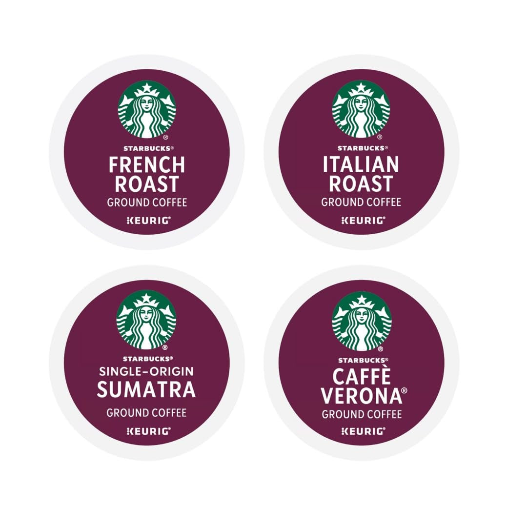 Dark Roast K-Cups Pod Sampler, Includes Starbucks Sumatra, French Roast, Cafe Verona, and Italian Roast, 20 Count