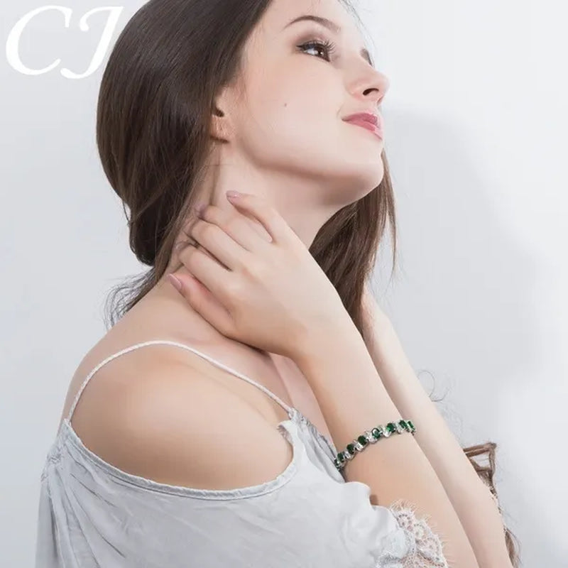CANDICE 2023 Newest Design Women Luxury CZ Zirconia Silver Bracelets With Blue Stones 18CM+2.5CM（extended clasp）