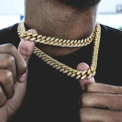 New 2018 Mens Womens Fashion Chain Hiphop Iced Out Curb Cuban Diamond 18K Gold / 24K Gold / 925 Silver Plated Necklace Bracelet Paved Clear Rhinestones