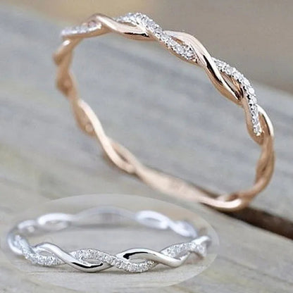 Diamond Ring Engagement Ring  Diamond Anniversary Twined Vine Simple Infinity Eternity Ring Bridal Women Promise Ring Anniversary Gold Wedding Bands Size 4-10