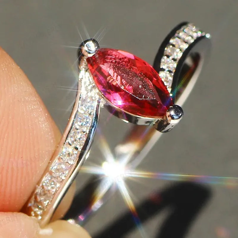 Eye Silver Anniversary Statement Multilayer Crown Eye Ring Natural Gemstones Ruby Ring Wedding Bride Engagement Band Charm Party Ring Jewelry
