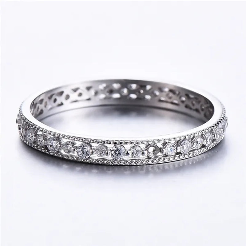 Exquisite 925 Sterling Silver/Black Gold/Gold/Rose Gold Single Ring White Full Diamond Ring Wedding Jewelry Gift