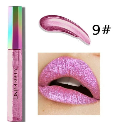 Super Girl 12 Color High-fashion Chameleon Metal Matte Metallic Waterproof Lipgloss Liquid Lipstick  Shimmer Diamond Glitter Pearl Colour Lip Gloss Lip