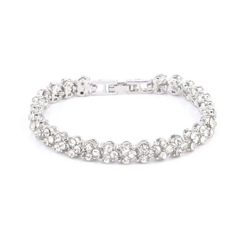 925 Sterling Silver Crystal Diamond Bracelet Women'S Fashion Roman Bracelet Gifts