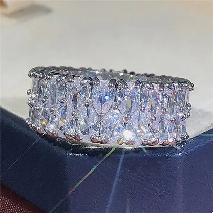 Engagement Ring White IF Diamond Jewelry Natural Gemstone Wedding Band Anniversary Gift Daily Casual Accessory Rings for Women Bride Size 5-10