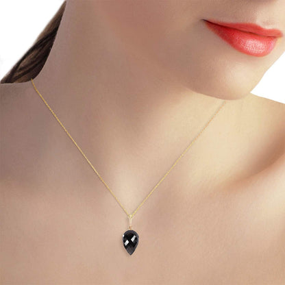 14K Gold Necklace with Natural Pointy Briolette Drop Black Spinel Pendant