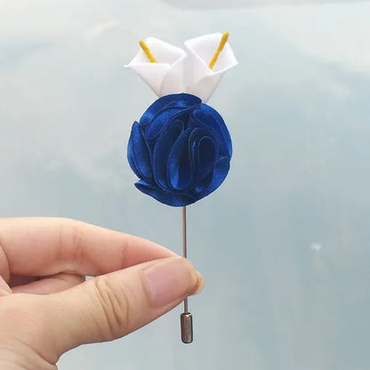10pcs/lot Handmade Mini Calla Bride Groom Corsage Bridesmaid Sister Dress Flower Boutonniere Men's Suit Brooch Pin Wedding flower