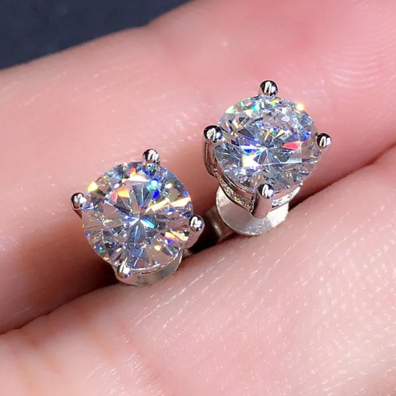 Exquisite 4 Prong Moissanite Solitaire Stud Earrings for Women Girl Daily Casual Ear Stud Accessories